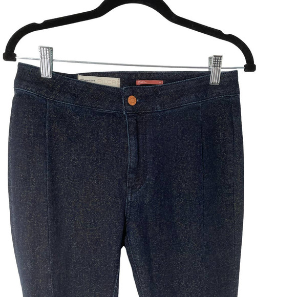Anthropologie PILCRO HIGH RISE DENIM LEGGINGS WITH METALLIC SHEEN - Picture 3 of 9